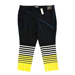 NWT New York & Company Slim Ankle Crop Pants Black Yellow White Stretch Size 18